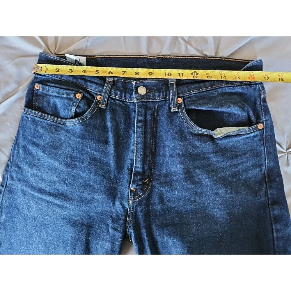Levis 505 Jeans Mens 34x32 Blue Denim Tapered Leg Dark Wash Casual